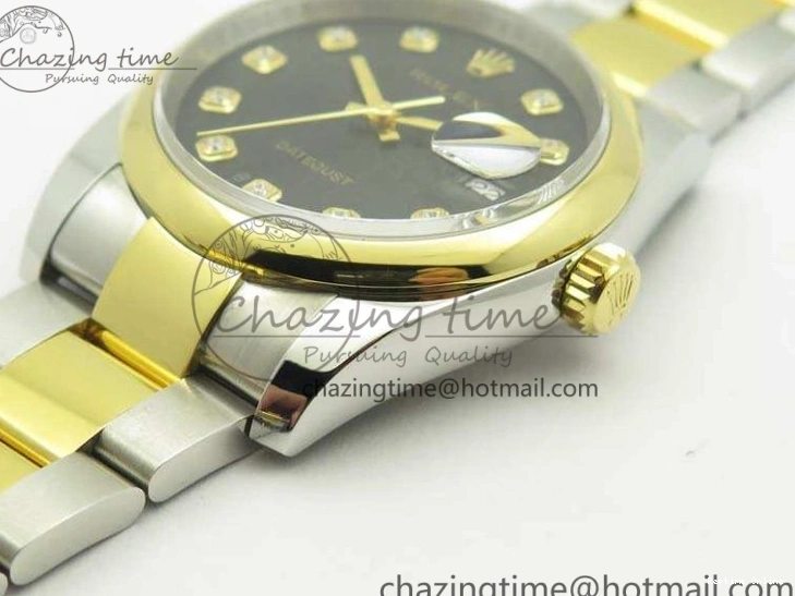 0404 Reliable Datejust 116234 36mm DJF 1:1 Best Edition Black Com Diam Dial On SS YG Oyster Bracelet SA3135 V 3487